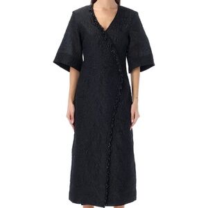 Ganni Jacquard Organza Bead Fringe Wrap Dress EU34/ US2